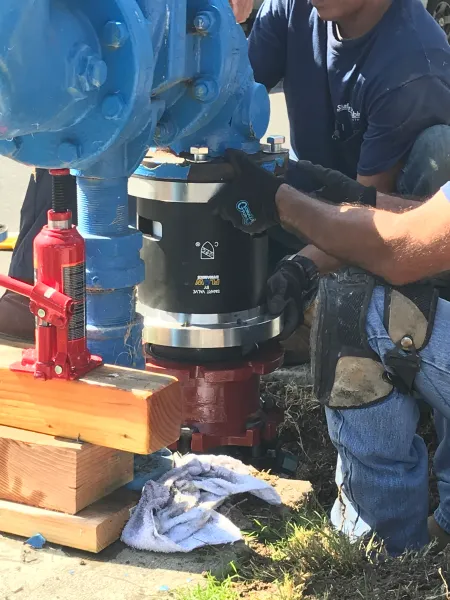 smart valve being installed